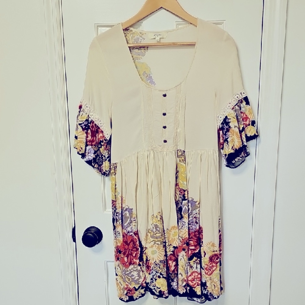 Umgee Floral Dress with Lace Details